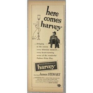 James Stewart "HARVEY" Movie Vintage Print Ad Circa 1950 Joseph Hull Peggy Dow